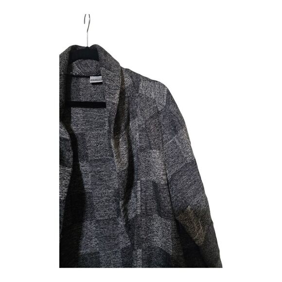 CHICO'S Long Open Front Cardigan Sweater Coat Black Gray - Size 2 - Picture 5 of 7